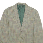 LIBERTY Mens Beige & Green Wool Check Button Jacket L Woven Classic Fit