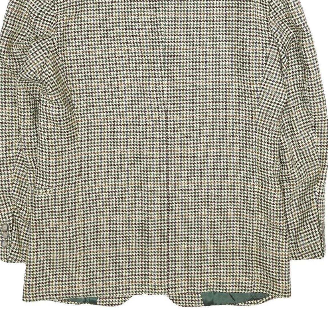 LIBERTY Mens Beige & Green Wool Check Button Jacket L Woven Classic Fit