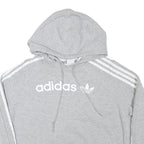 ADIDAS Womens Grey Cotton Blend Cropped Hoodie UK 8 Classic Three Stripes