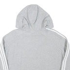 ADIDAS Womens Grey Cotton Blend Cropped Hoodie UK 8 Classic Three Stripes