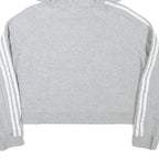 ADIDAS Womens Grey Cotton Blend Cropped Hoodie UK 8 Classic Three Stripes