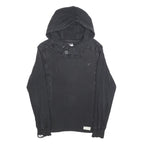 FABRIC OF LIFE Mens Black Cotton Blend Pullover Hoodie S Ribbed Panel