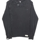 FABRIC OF LIFE Mens Black Cotton Blend Pullover Hoodie S Ribbed Panel