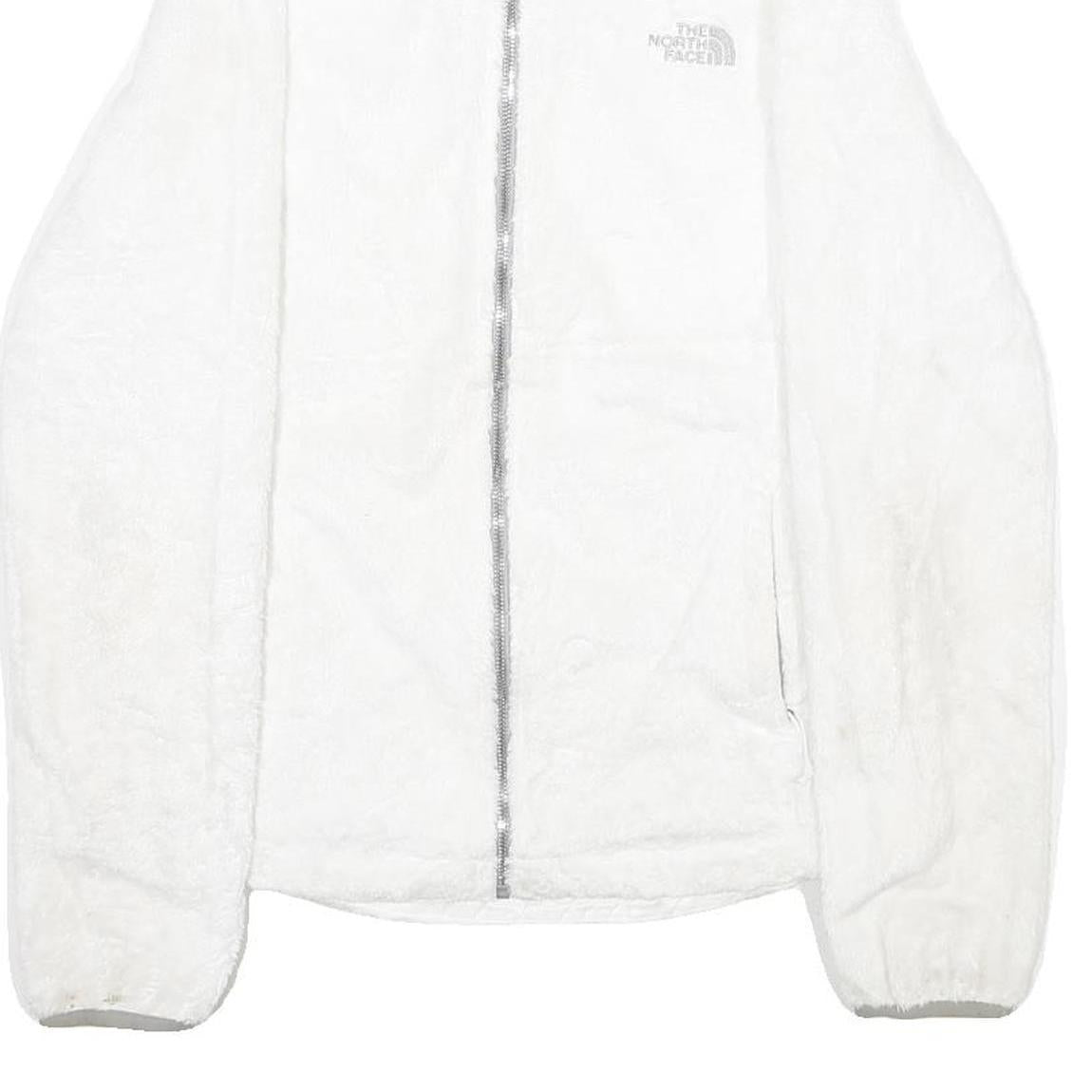 THE NORTH FACE Womens White Fleece Jacket S Polyester Zip Up Casual Warm Layer