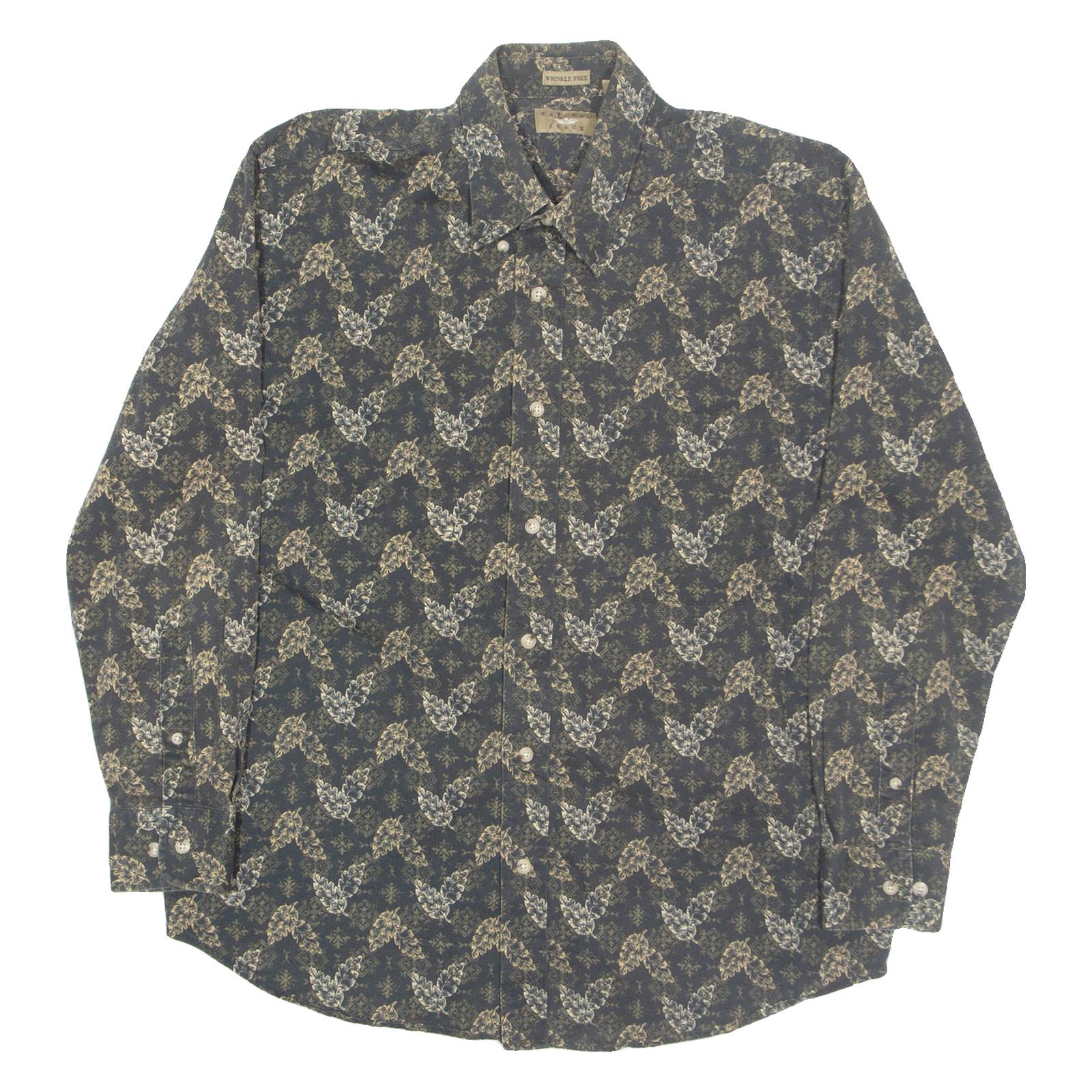 NATURAL ISSUE Mens Shirt Black Crazy Pattern Long Sleeve M