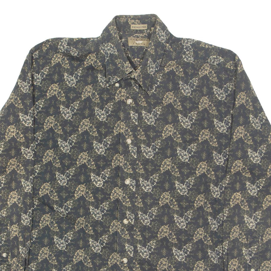 NATURAL ISSUE Mens Shirt Black Crazy Pattern Long Sleeve M