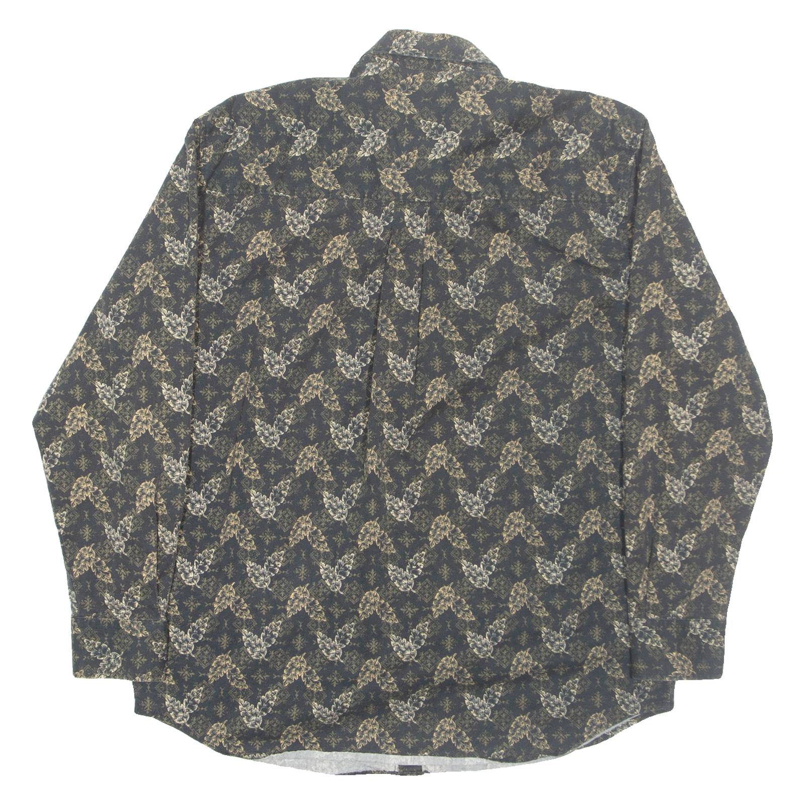 NATURAL ISSUE Mens Shirt Black Crazy Pattern Long Sleeve M