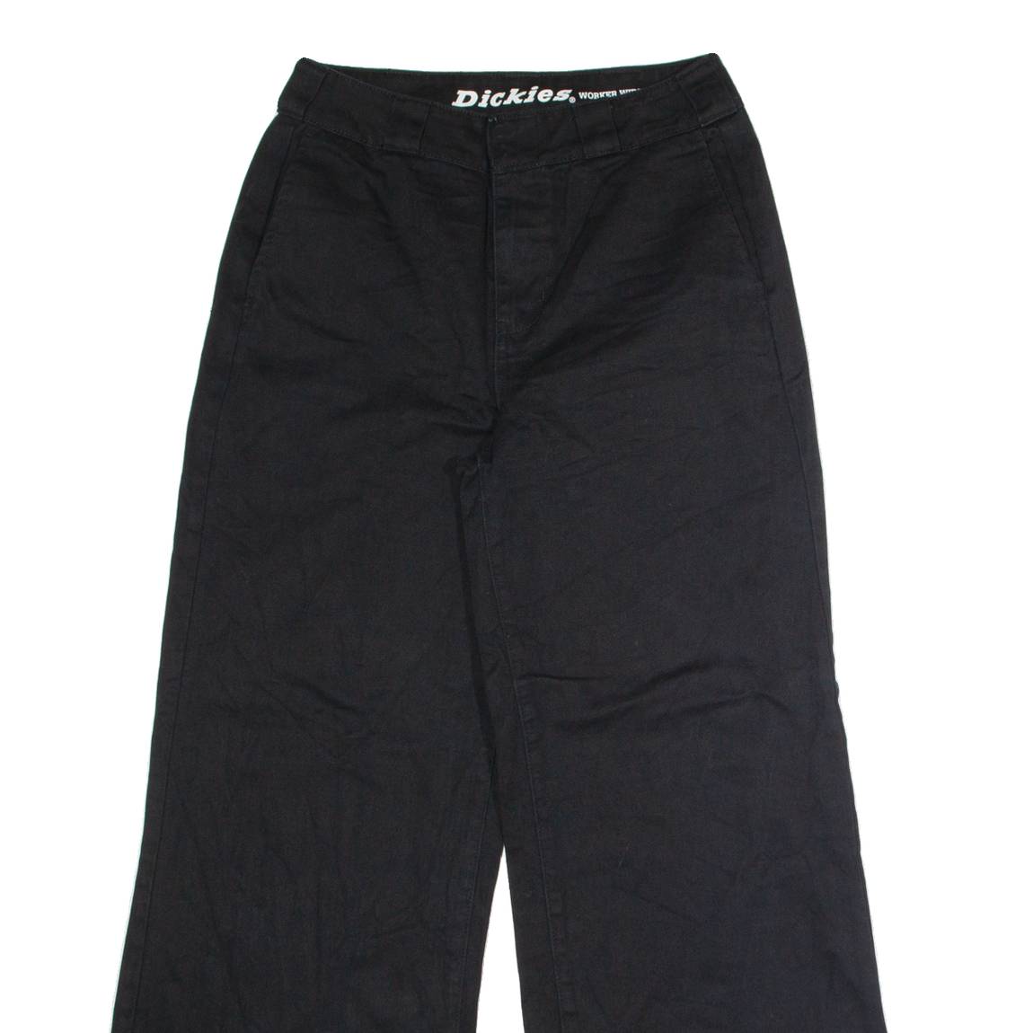 DICKIES Workwear Womens Twill Trousers Black Regular Wide-Leg W30 L27