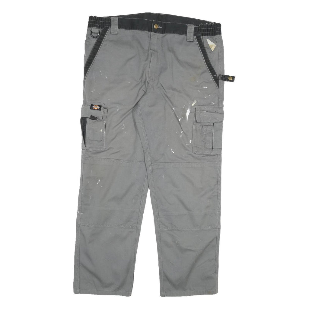 DICKIES Mens Grey Straight Twill Workwear Relaxed Cargo Trousers W40 L30