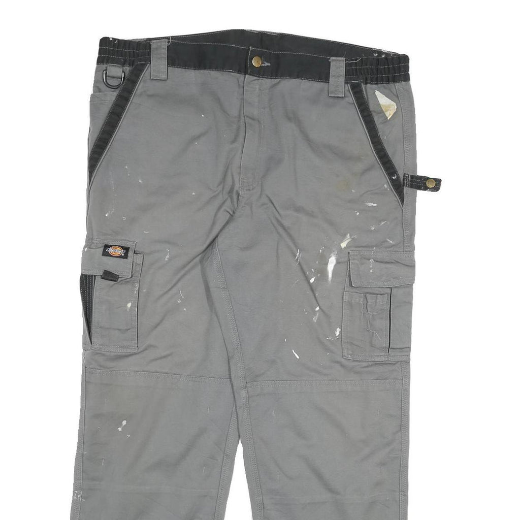 DICKIES Mens Grey Straight Twill Workwear Relaxed Cargo Trousers W40 L30