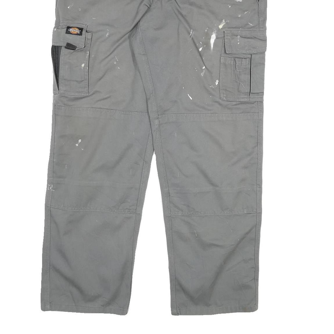DICKIES Mens Grey Straight Twill Workwear Relaxed Cargo Trousers W40 L30