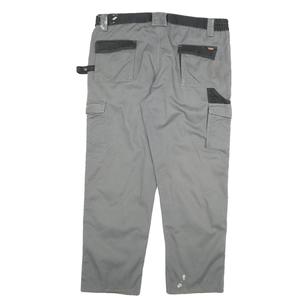 DICKIES Mens Grey Straight Twill Workwear Relaxed Cargo Trousers W40 L30