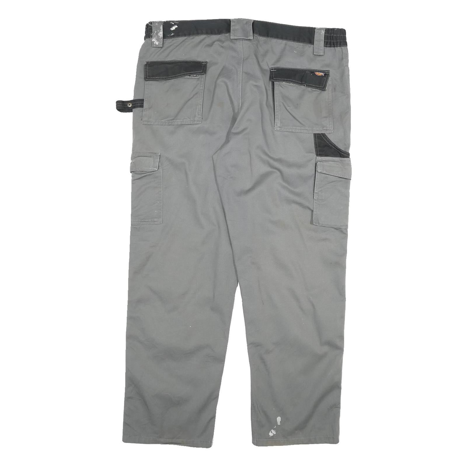 DICKIES Mens Grey Straight Twill Workwear Relaxed Cargo Trousers W40 L30