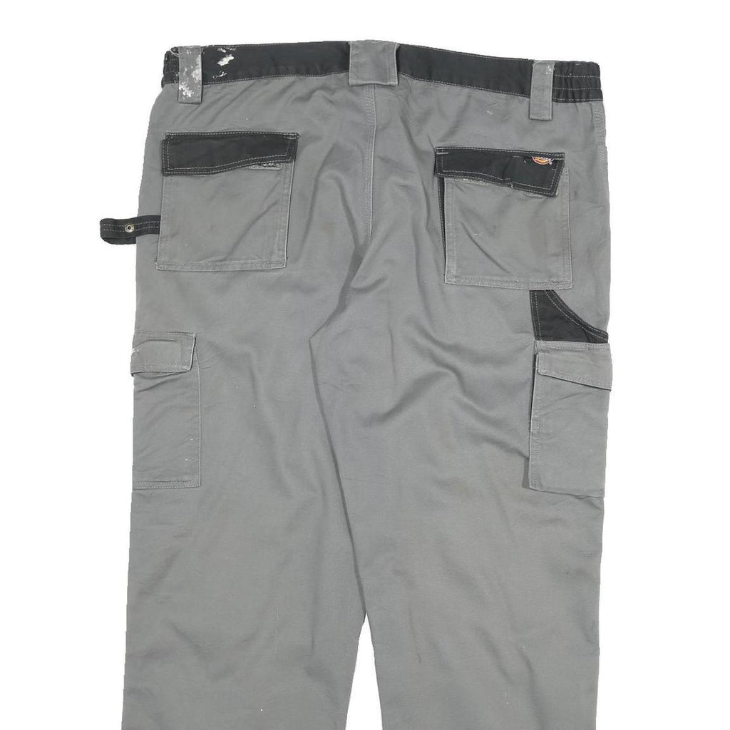 DICKIES Mens Grey Straight Twill Workwear Relaxed Cargo Trousers W40 L30