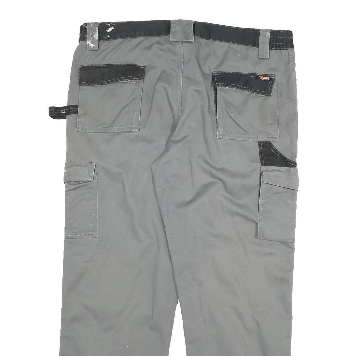 DICKIES Mens Grey Straight Twill Workwear Relaxed Cargo Trousers W40 L30