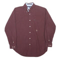 TOMMY HILFIGER Mens Maroon & Green Checked Shirt M Classic Fit Button-Down