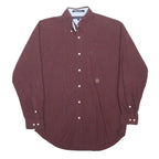 TOMMY HILFIGER Mens Maroon & Green Checked Shirt M Classic Fit Button-Down