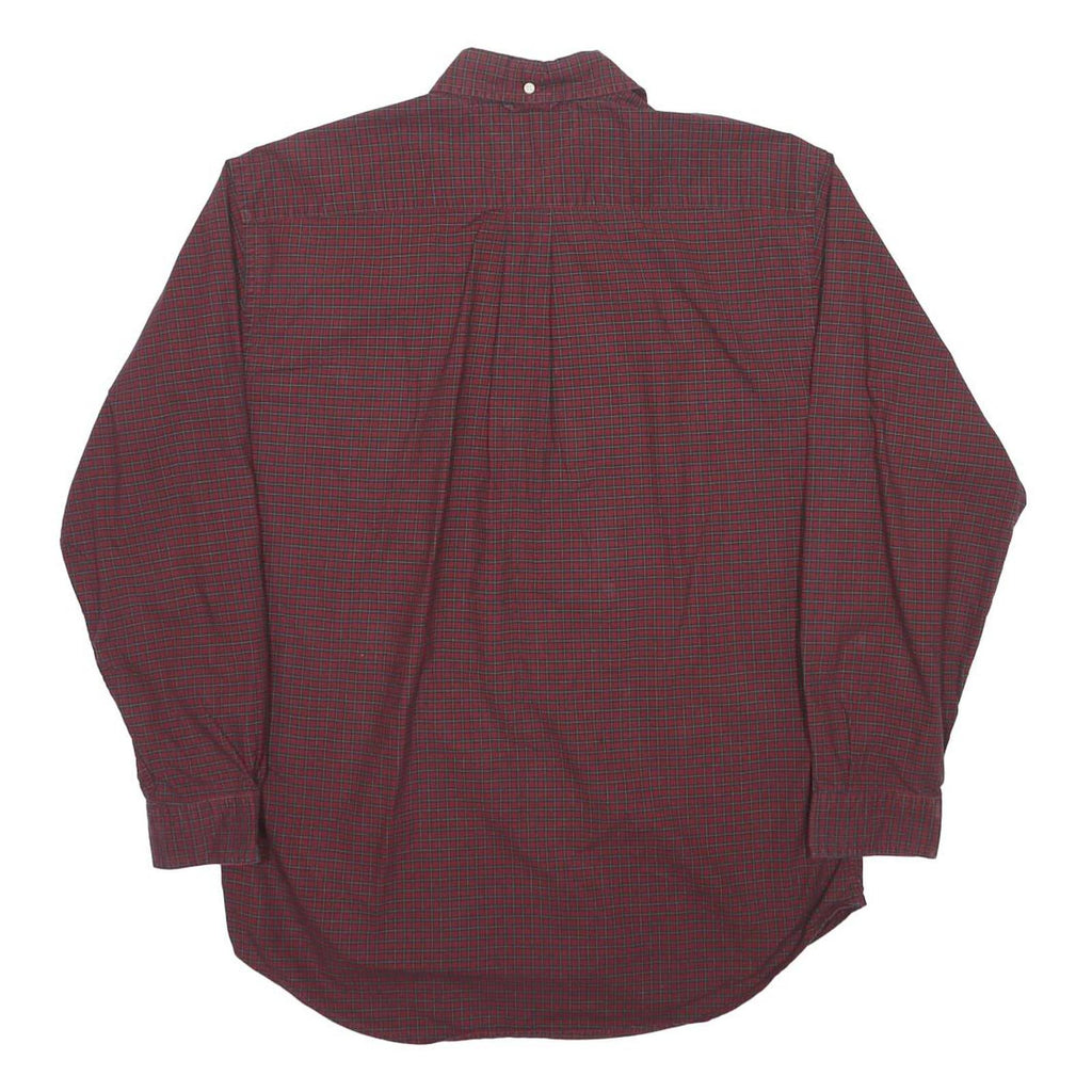 TOMMY HILFIGER Mens Maroon & Green Checked Shirt M Classic Fit Button-Down
