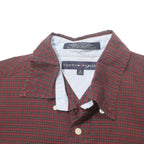 TOMMY HILFIGER Mens Maroon & Green Checked Shirt M Classic Fit Button-Down