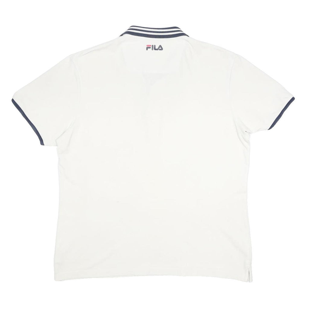 FILA Mens White & Navy Basic Cotton Short Sleeve Polo Shirt XL Brand Logo