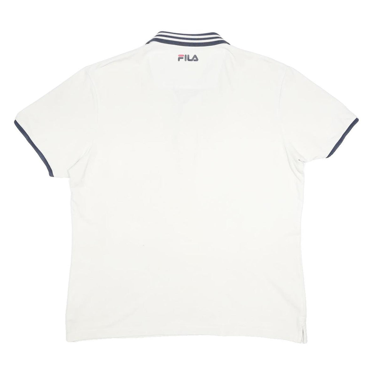 FILA Mens White & Navy Basic Cotton Short Sleeve Polo Shirt XL Brand Logo