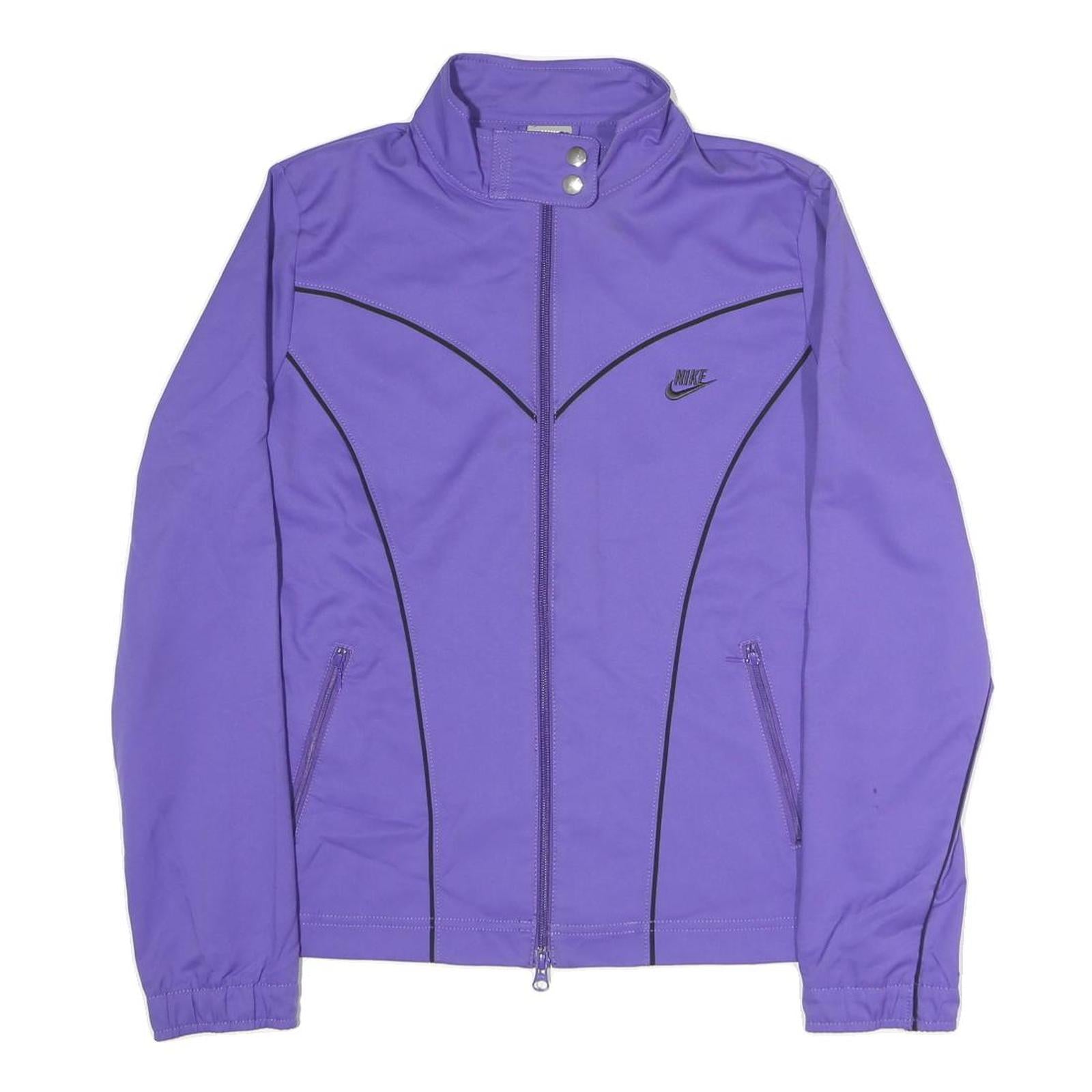 NIKE Womens Purple Jacket UK 10 Polyester Blend Zip Up Athletic Casual