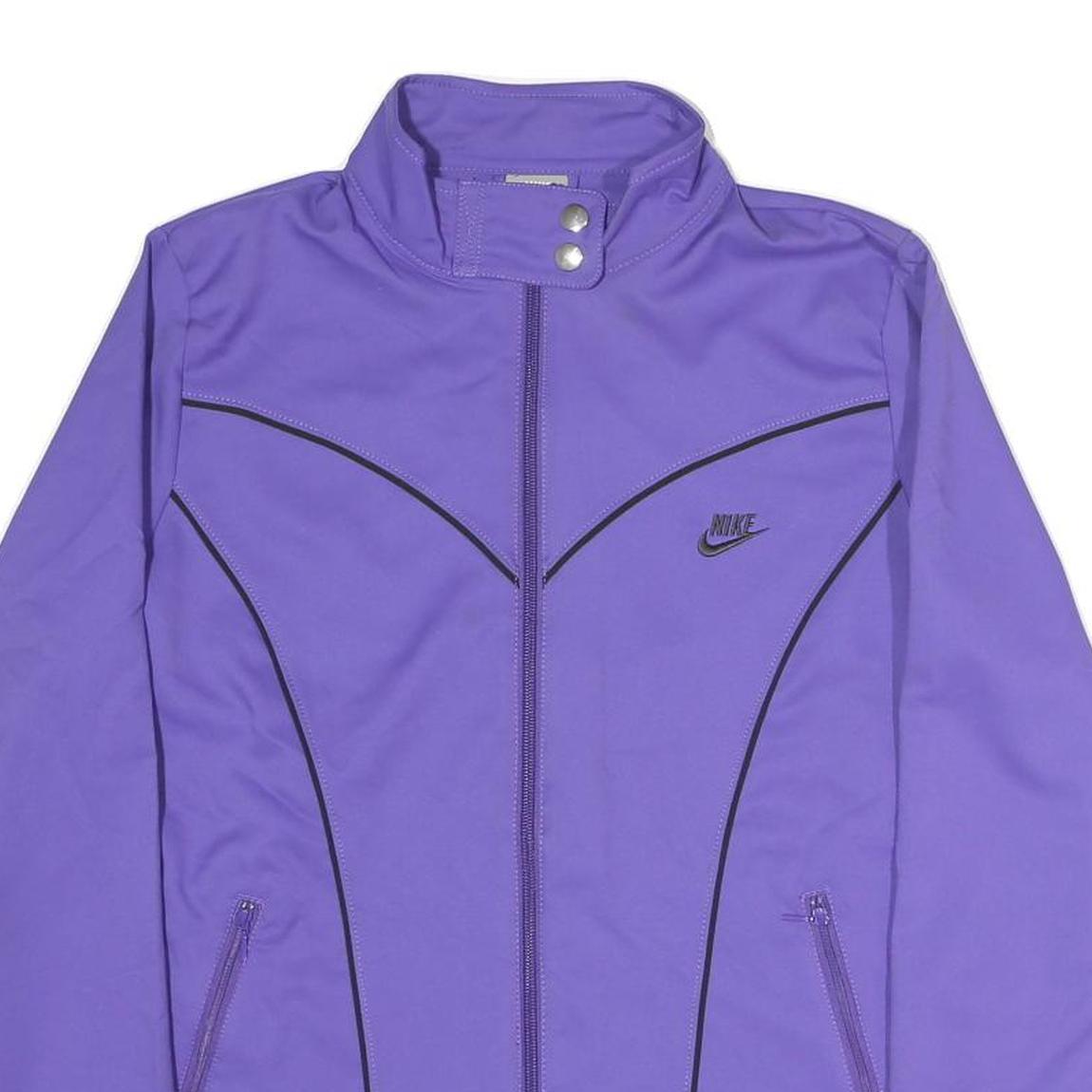 NIKE Womens Purple Jacket UK 10 Polyester Blend Zip Up Athletic Casual