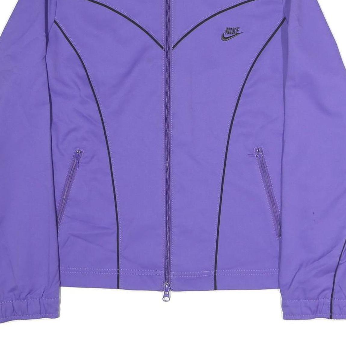 NIKE Womens Purple Jacket UK 10 Polyester Blend Zip Up Athletic Casual