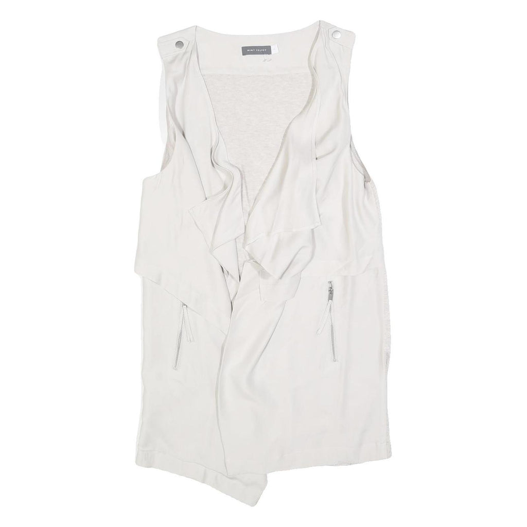 MINT VELVET Womens White Sleeveless Jacket UK 14 Polyester Blend Casual Layer