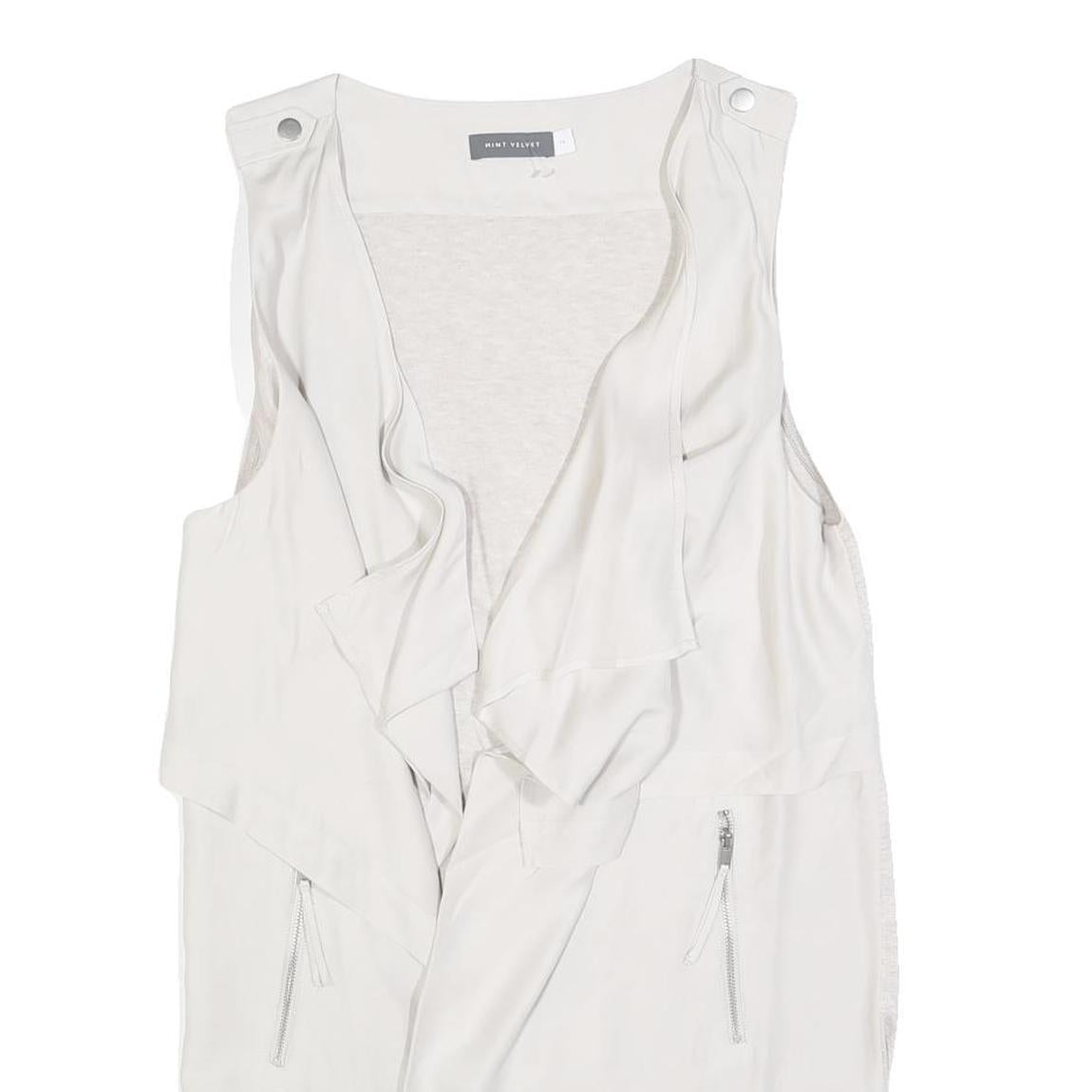 MINT VELVET Womens White Sleeveless Jacket UK 14 Polyester Blend Casual Layer