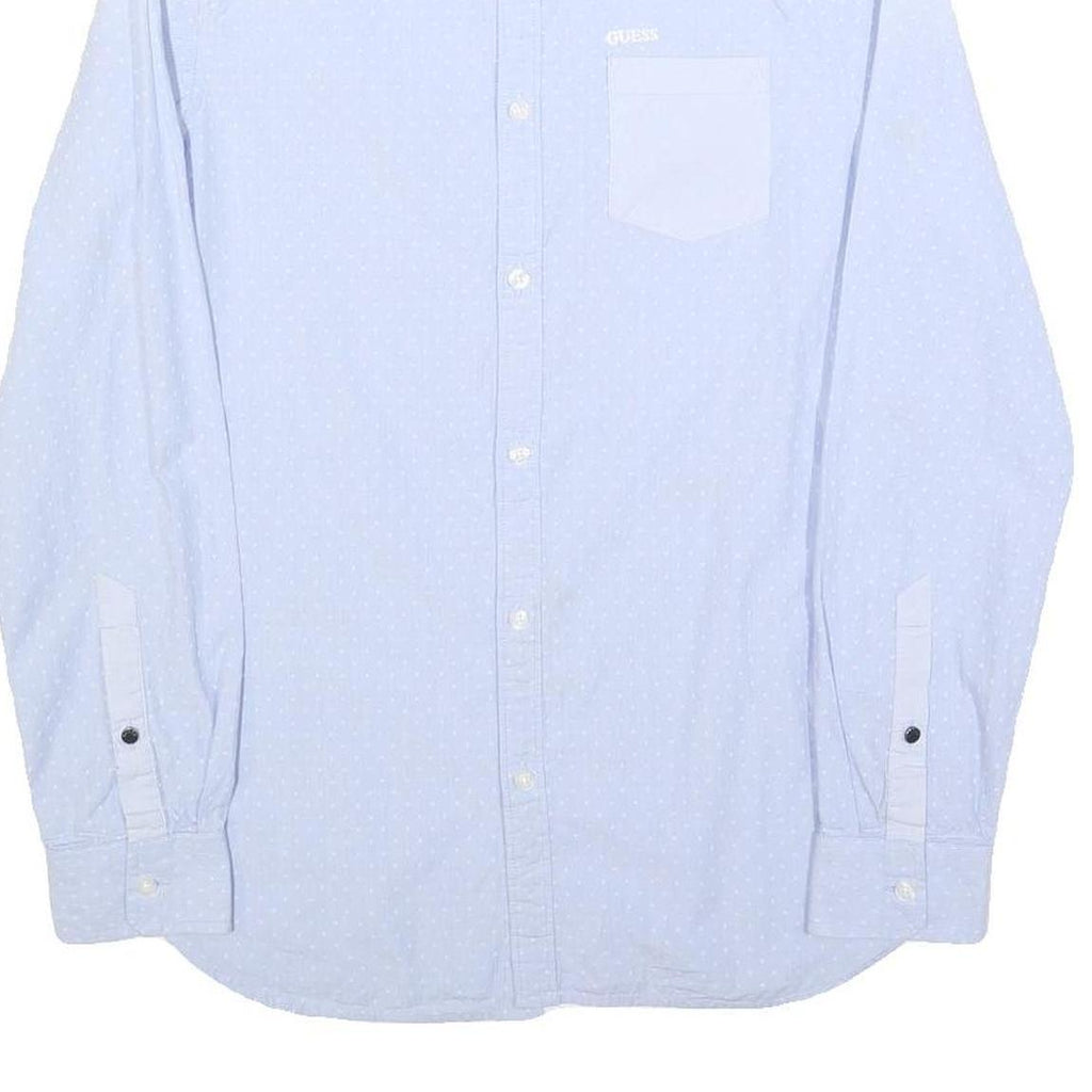 GUESS Mens Blue Slim Fit Shirt S Cotton Blend Casual Long Sleeve