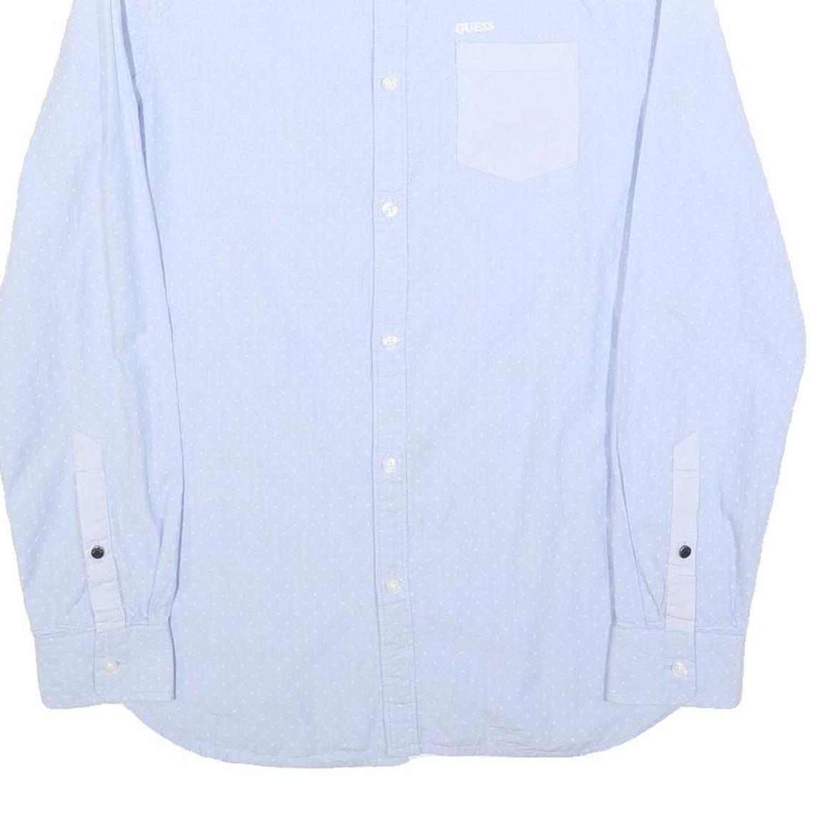 GUESS Mens Blue Slim Fit Shirt S Cotton Blend Casual Long Sleeve