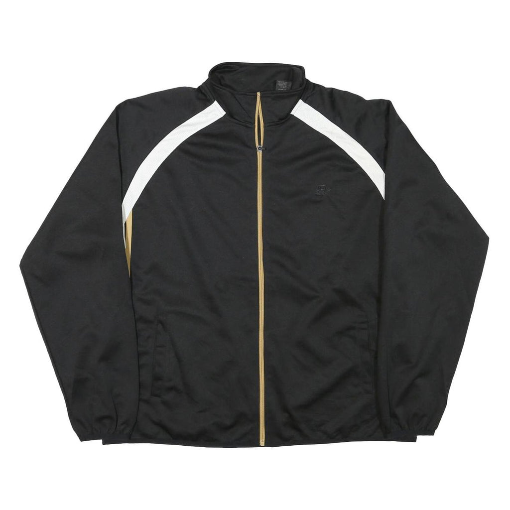 STARTER Mens Black & White Track Jacket L Polyester Blend Zip Athletic