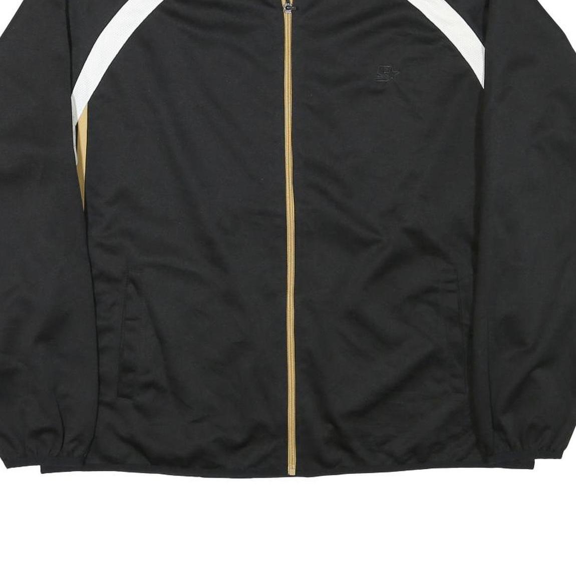 STARTER Mens Black & White Track Jacket L Polyester Blend Zip Athletic