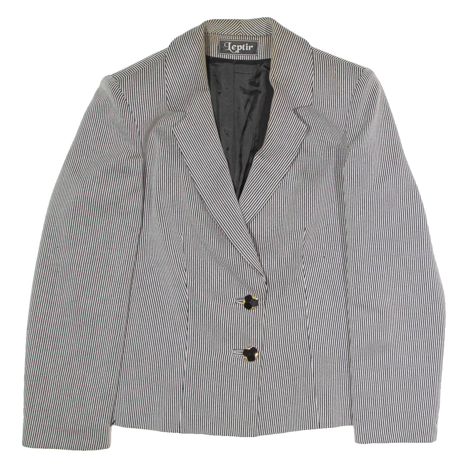 LEPTIR Womens Blazer Jacket Grey Pinstripe XS