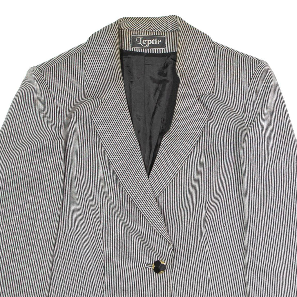 LEPTIR Womens Blazer Jacket Grey Pinstripe XS