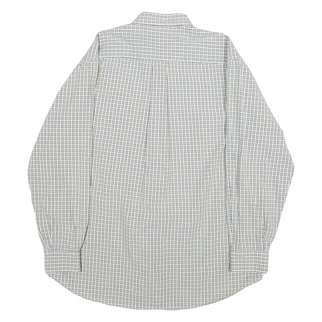 NAUTICA Mens White & Blue Checked Cotton Shirt XL Classic Button-Down Collar