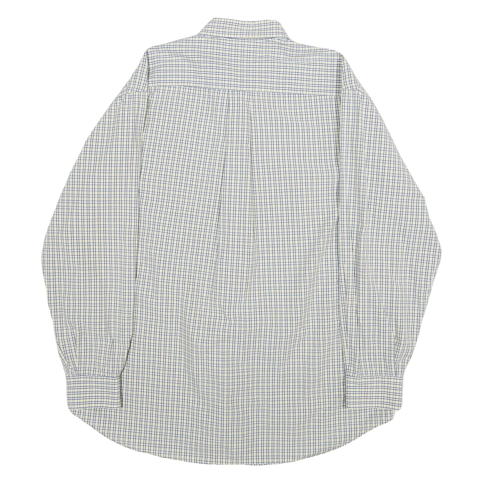 NAUTICA Mens White & Blue Checked Cotton Shirt XL Classic Button-Down Collar