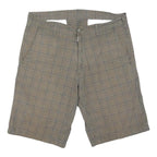 CARHARTT Mens Shorts Beige Plaid Casual M W34 Cotton Blend Zip Pockets
