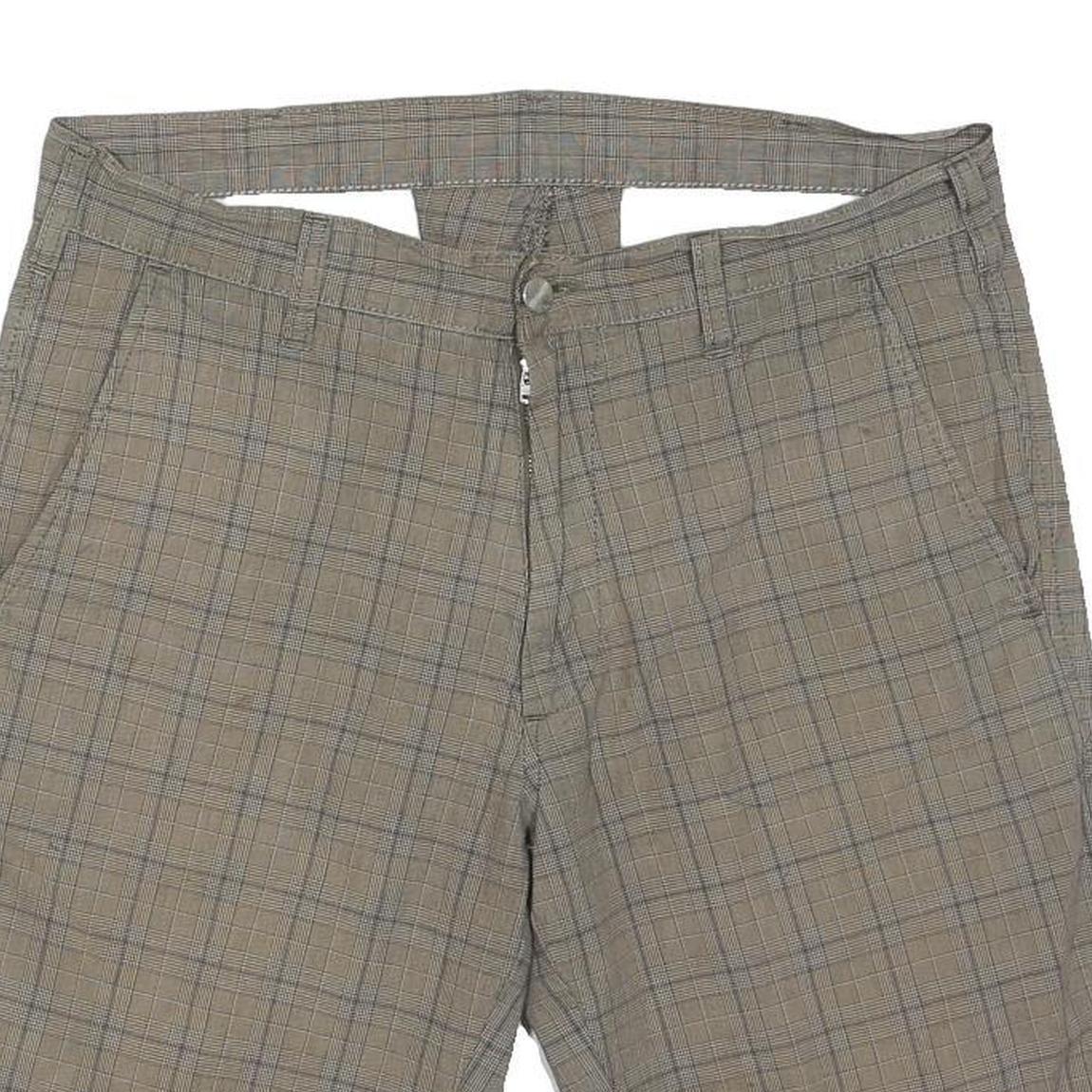CARHARTT Mens Shorts Beige Plaid Casual M W34 Cotton Blend Zip Pockets