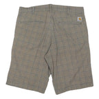 CARHARTT Mens Shorts Beige Plaid Casual M W34 Cotton Blend Zip Pockets