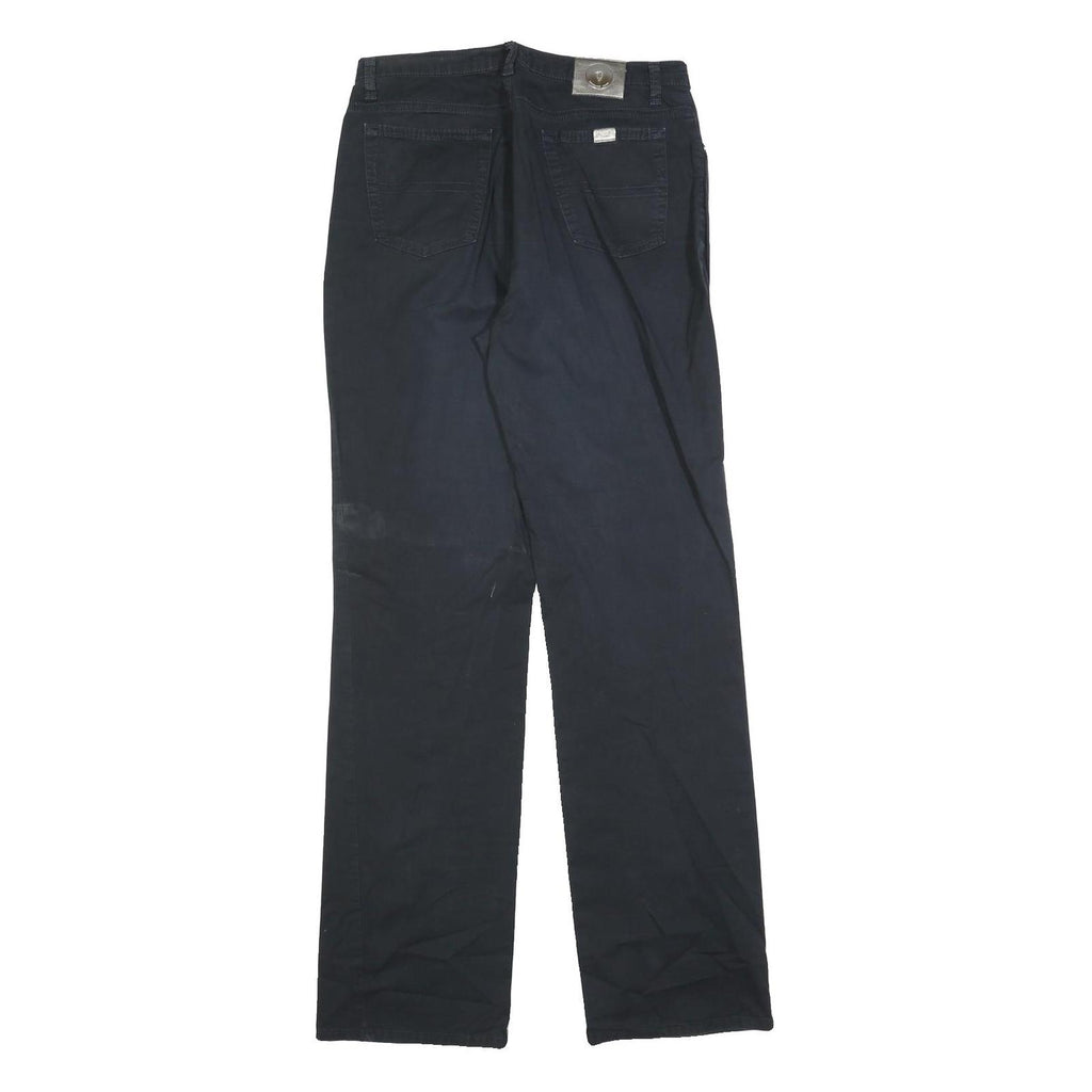 TRUSSARDI Mens Cotton Blend Black Regular Straight Trousers W31 L33 Classic Zip