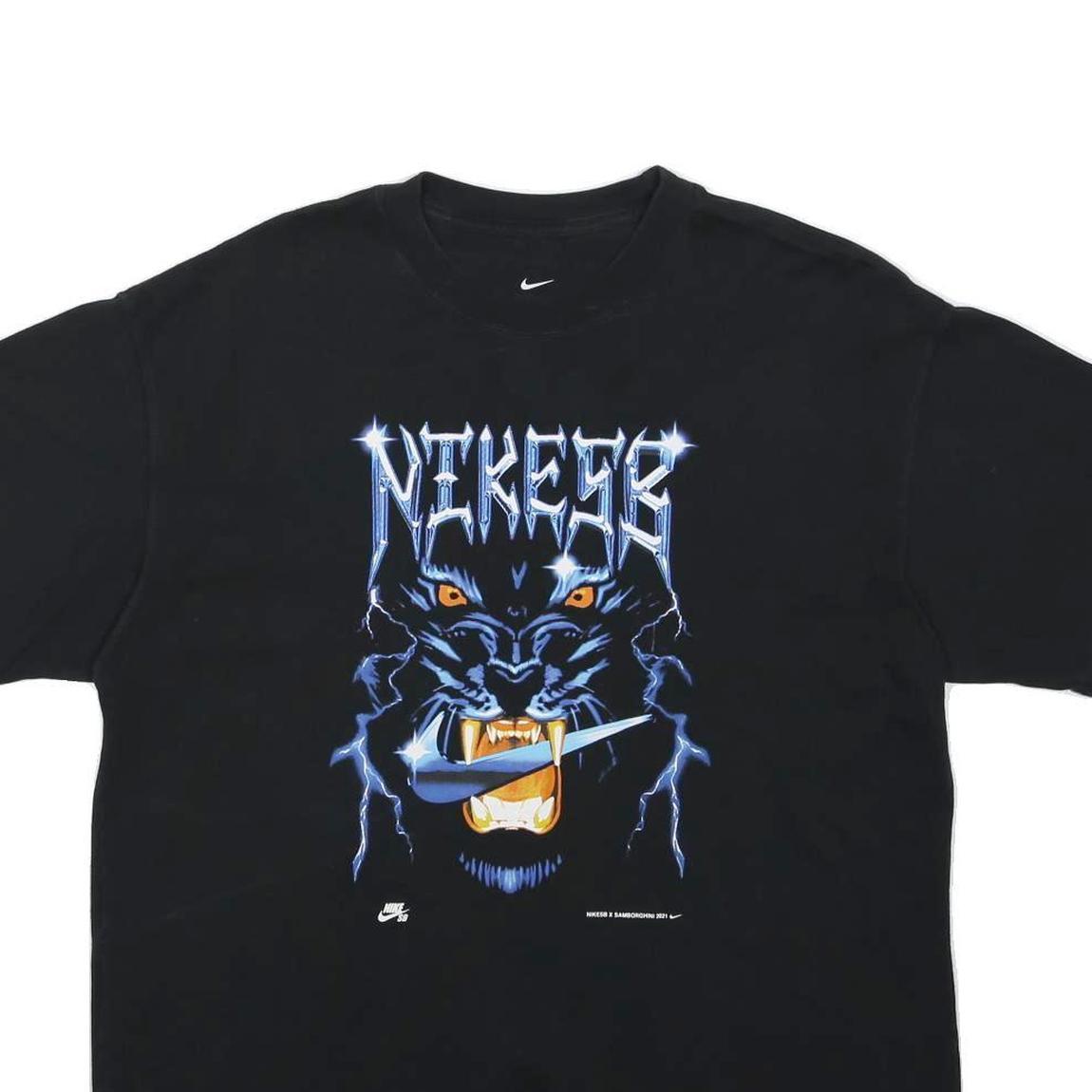NIKE SB x Samborghini Panther Mens Black Graphic T-Shirt L Short Sleeve
