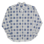 PETER HADLEY Mens Blue & White Patterned Cotton Blend Shirt L Casual Long Sleeve