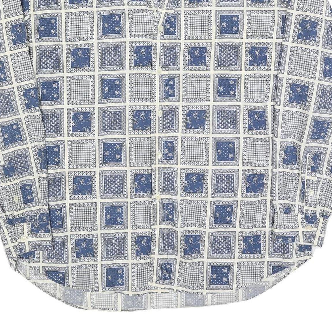 PETER HADLEY Mens Blue & White Patterned Cotton Blend Shirt L Casual Long Sleeve