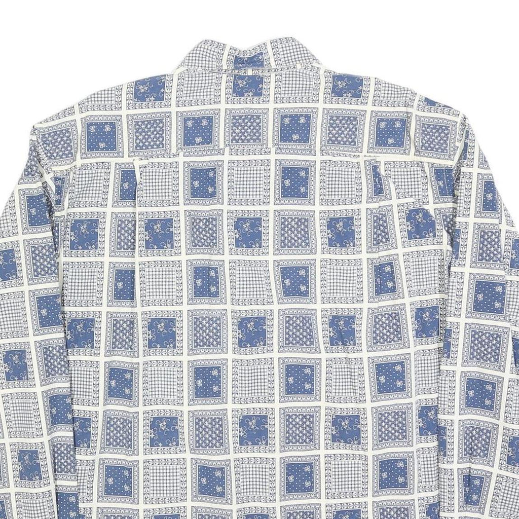 PETER HADLEY Mens Blue & White Patterned Cotton Blend Shirt L Casual Long Sleeve