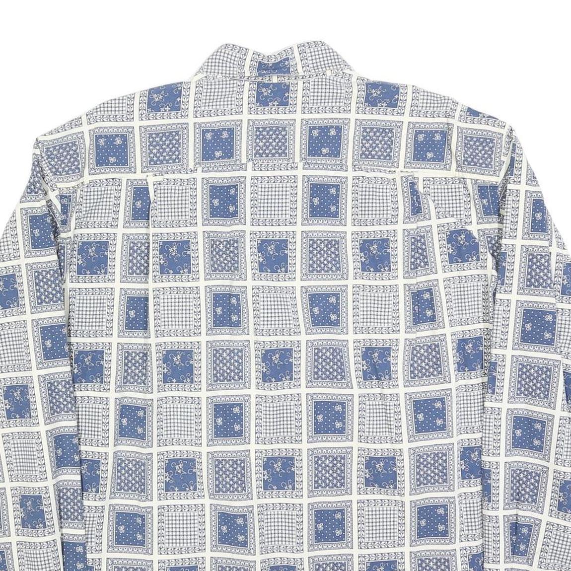 PETER HADLEY Mens Blue & White Patterned Cotton Blend Shirt L Casual Long Sleeve