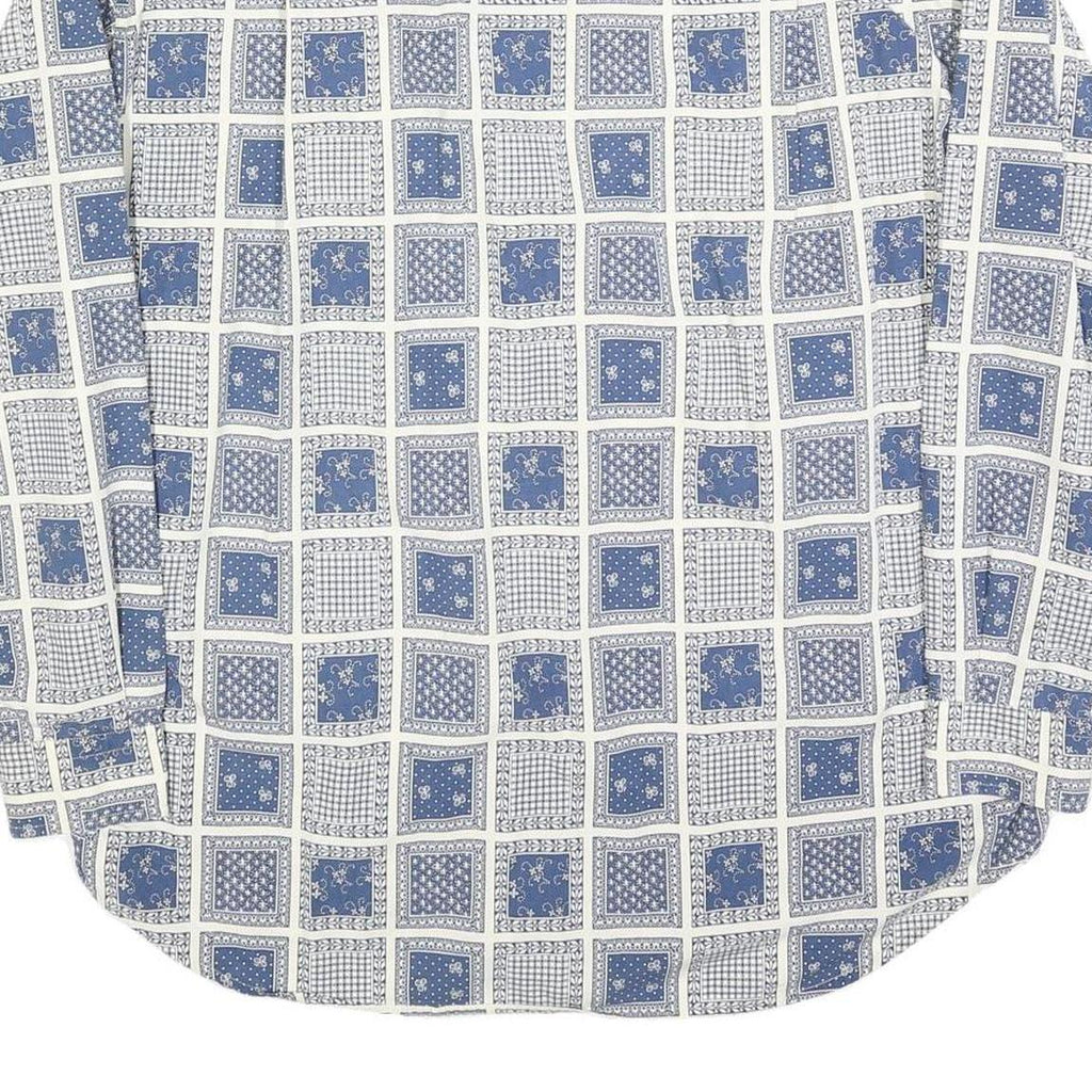 PETER HADLEY Mens Blue & White Patterned Cotton Blend Shirt L Casual Long Sleeve