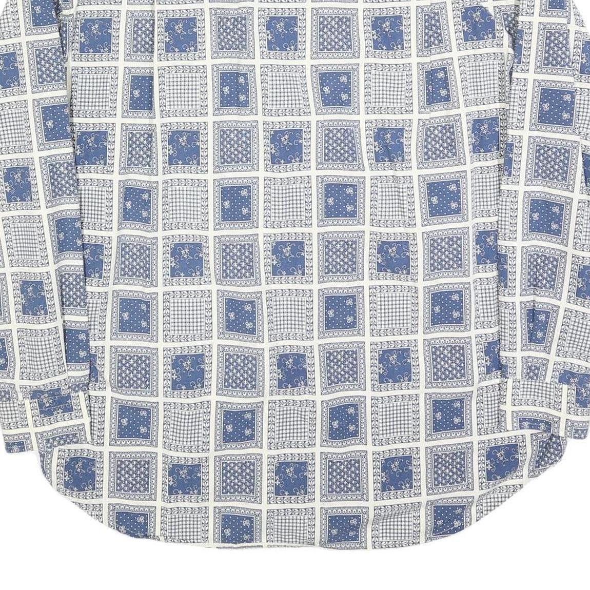 PETER HADLEY Mens Blue & White Patterned Cotton Blend Shirt L Casual Long Sleeve