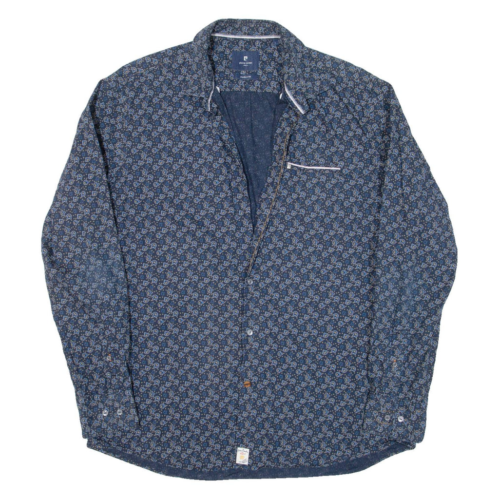 PIERRE CARDIN Mens Shirt Blue Paisley Long Sleeve L